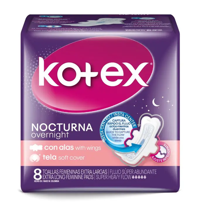 Toalla Femenina Kotex Nocturna X8