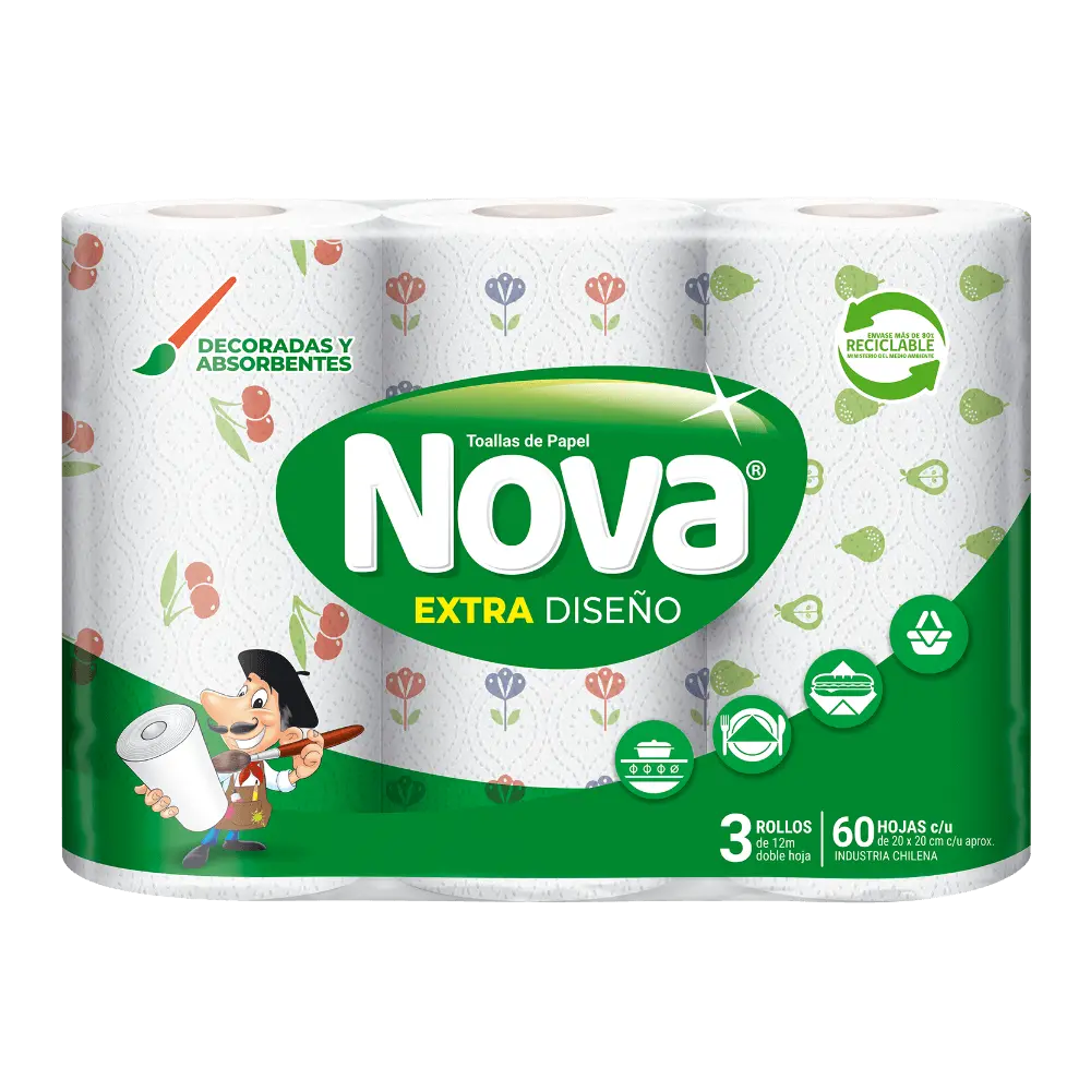 Toalla de Papel Nova Diseño 3 Rollos