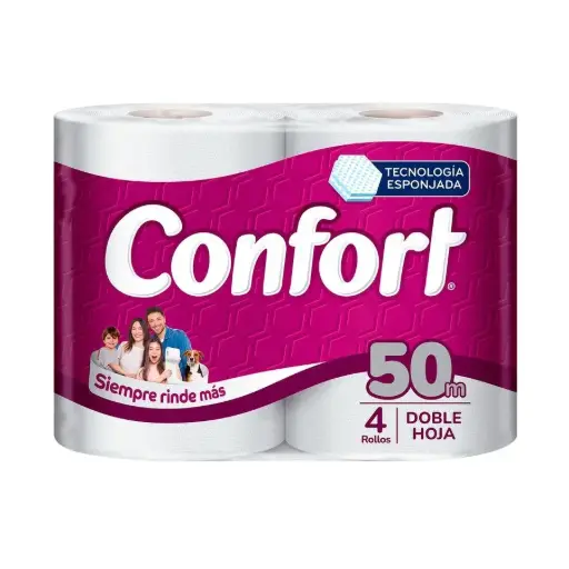 Papel Higiénico Confort DH 4 Rollos Tecnología Esponjada 50 mt