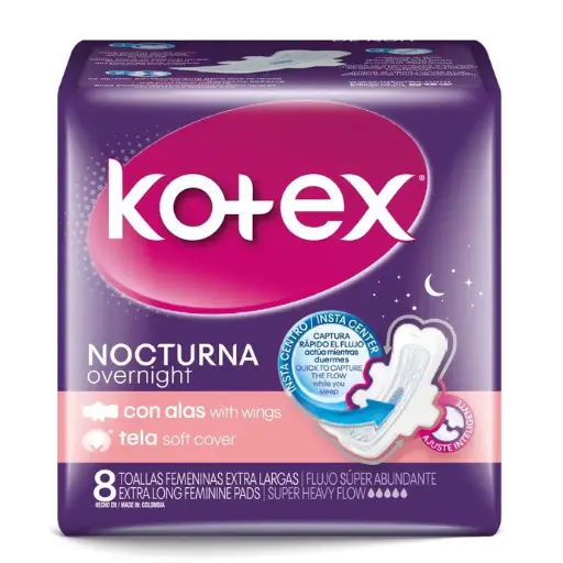 Toalla Femenina Kotex Nocturna X8