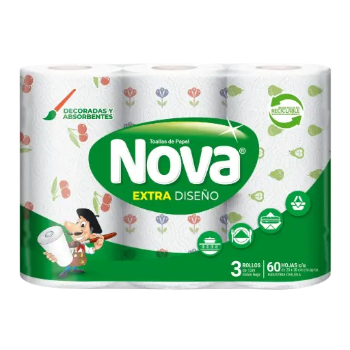 Toalla de Papel Nova Diseño 3 Rollos